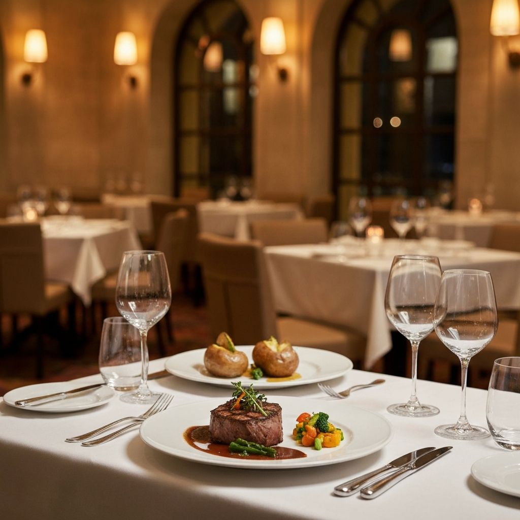 Elegancka restauracja z wykwintnie podanymi daniami